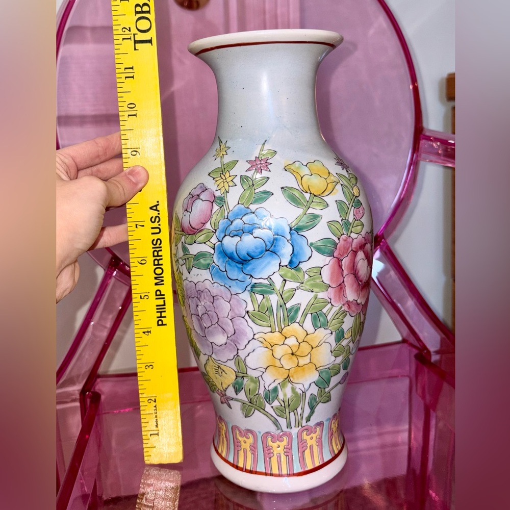 Hand Painted Floral Porcelain Vase - Picture 3 of 4